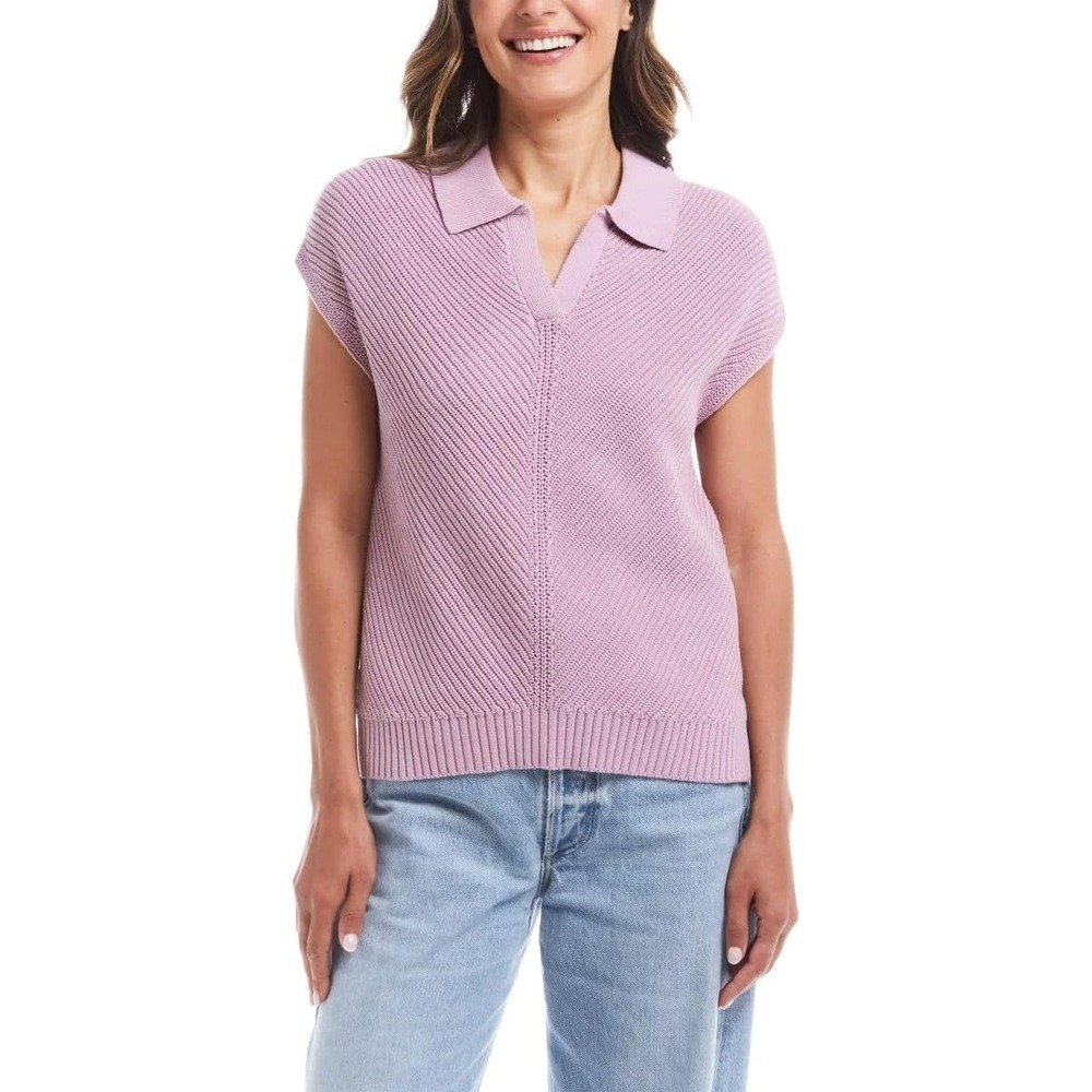 Weatherproof Vintage Ladies' Cotton Cap Sleeve Sweater Lilac Large New no tags